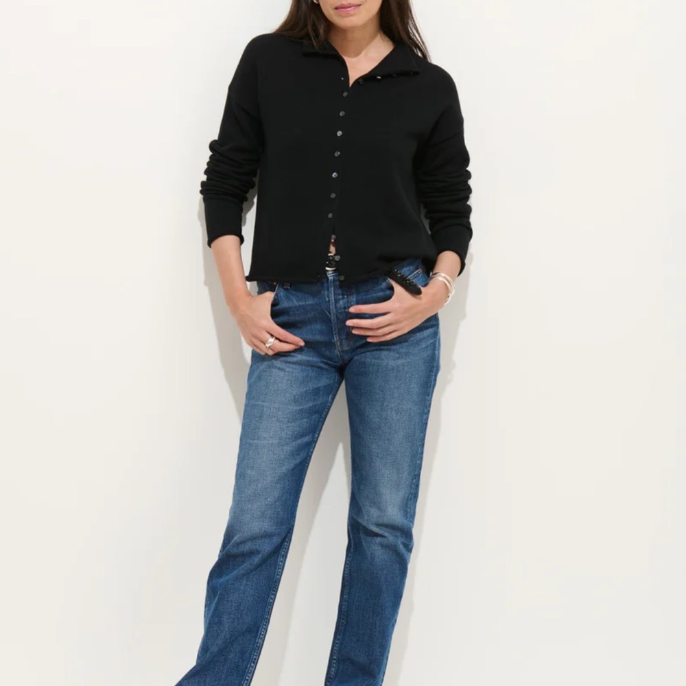 Alex Mill Taylor Cardigan In Cotton Cashmere Medium  Black NWT - Picture 2 of 7